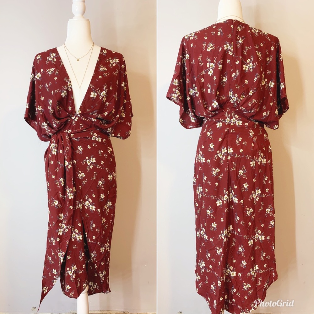 Wine Floral Dress